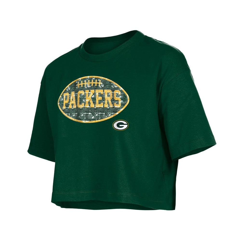 Girl's Flip Sequin Boxy T-Shirt - Green Bay Packers