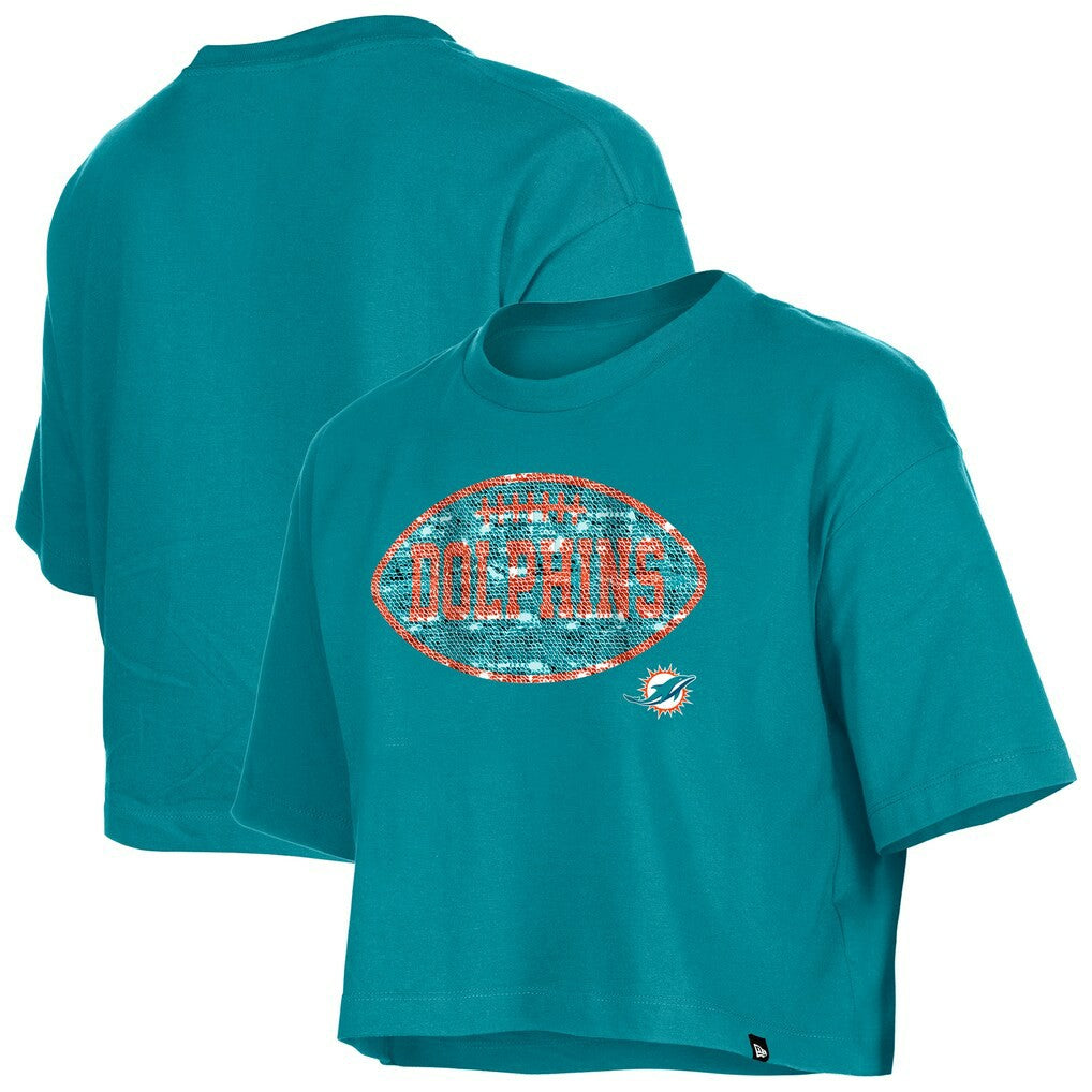 Girl's Flip Sequin Boxy T-Shirt - Miami Dolphins