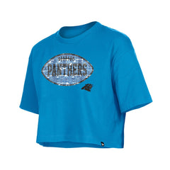 Girl's Flip Sequin Boxy T-Shirt - Carolina Panthers
