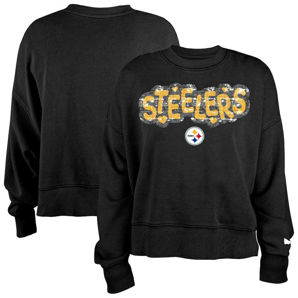 Girl's Flip Sequin Sweatshirt - Pittsburgh Steelers