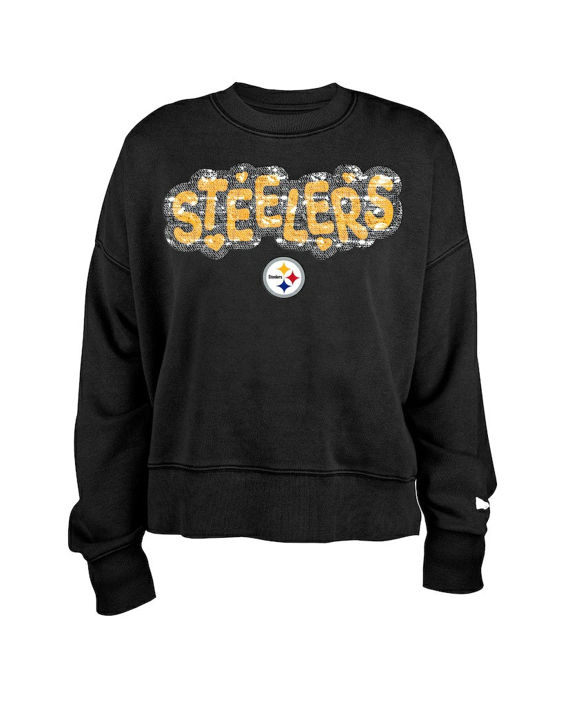 Girl's Flip Sequin Sweatshirt - Pittsburgh Steelers