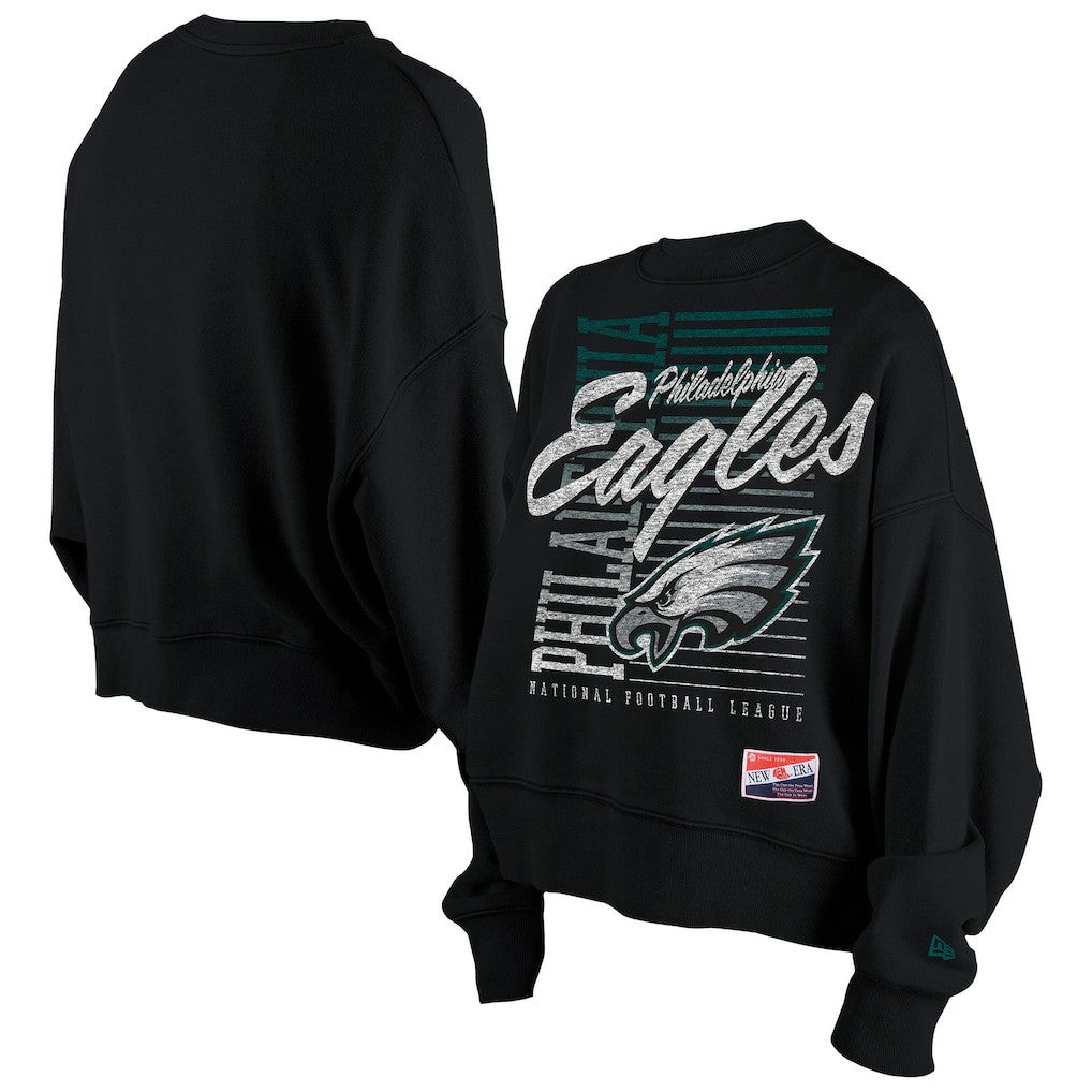 Women's Oversized Throwback Mineral Wash Crew Neck Sweatshirt - Philadelphia Eagles