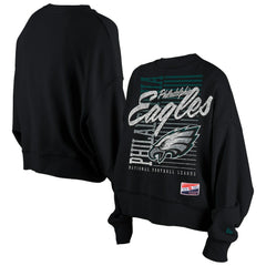 Women's Oversized Throwback Mineral Wash Crew Neck Sweatshirt - Philadelphia Eagles