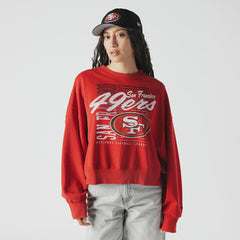 Women's Oversized Throwback Mineral Wash Crew Neck Sweatshirt - San Francisco 49ers