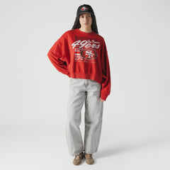 Women's Oversized Throwback Mineral Wash Crew Neck Sweatshirt - San Francisco 49ers
