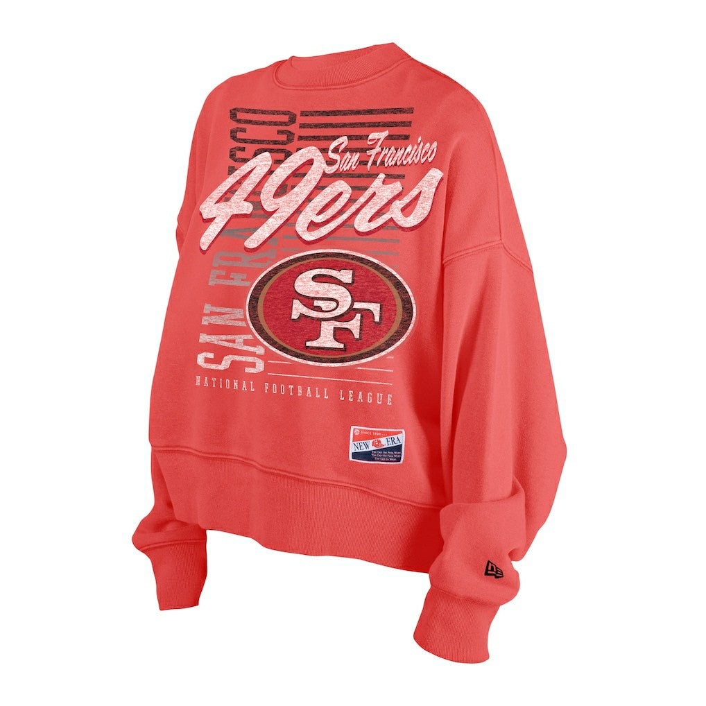 Women's Oversized Throwback Mineral Wash Crew Neck Sweatshirt - San Francisco 49ers