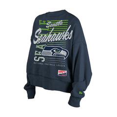 Women's Oversized Throwback Mineral Wash Crew Neck Sweatshirt - Seattle Seahawks