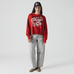 Women's Oversized Throwback Mineral Wash Crew Neck Sweatshirt - Kansas City Chiefs