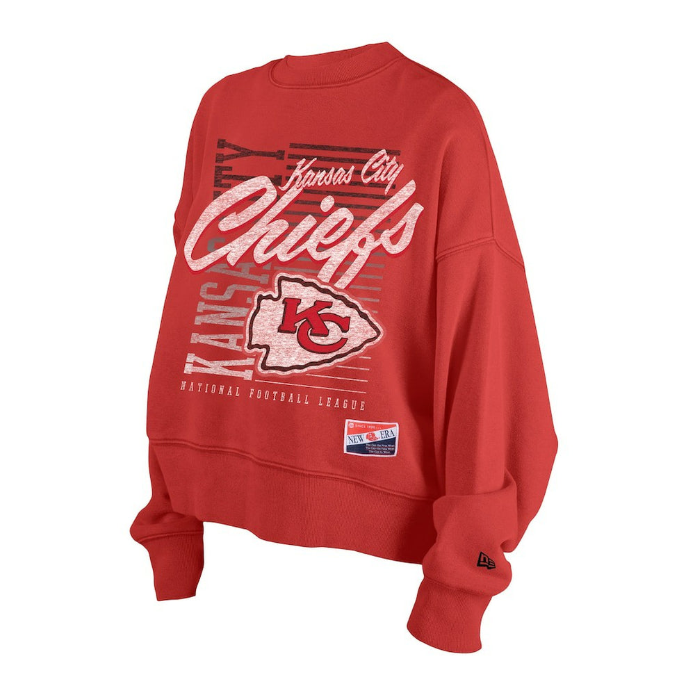 Women's Oversized Throwback Mineral Wash Crew Neck Sweatshirt - Kansas City Chiefs