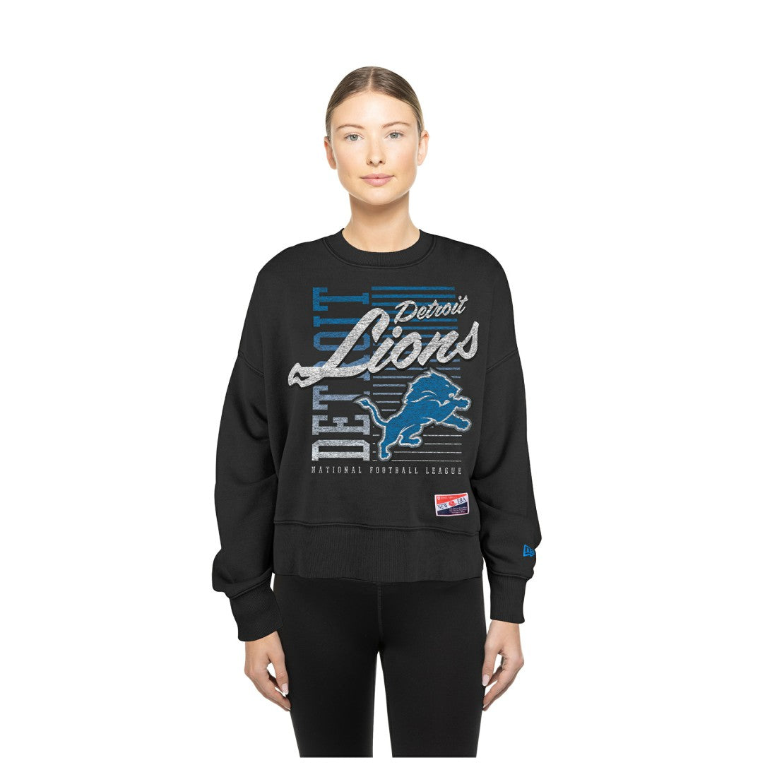 Women's Oversized Throwback Mineral Wash Crew Neck Sweatshirt - Detroit Lions