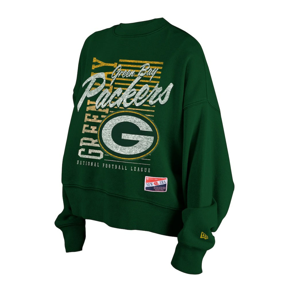 Women's Oversized Throwback Mineral Wash Crew Neck Sweatshirt - Green Bay Packers