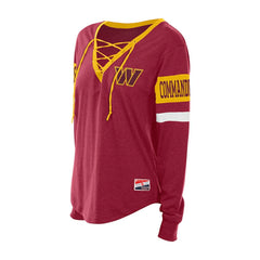 Women's Throwback Lace-Up Long-Sleeve T-Shirt - Washington Commanders