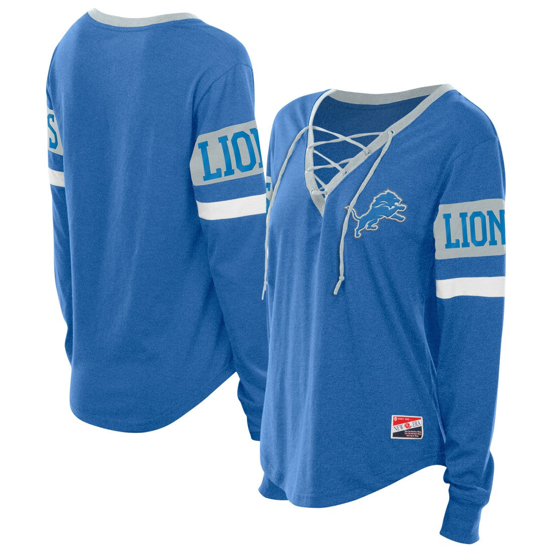 Women's Throwback Lace-Up Long-Sleeve T-Shirt - Detroit Lions