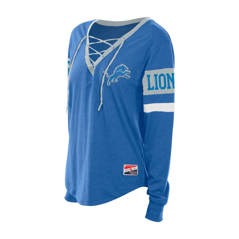 Women's Throwback Lace-Up Long-Sleeve T-Shirt - Detroit Lions