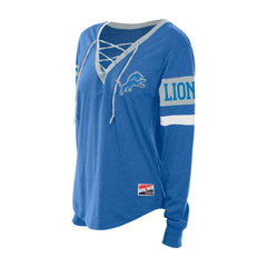 Women's Throwback Lace-Up Long-Sleeve T-Shirt - Detroit Lions