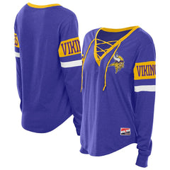 Women's Throwback Lace-Up Long-Sleeve T-Shirt - Minnesota Vikings