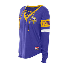 Women's Throwback Lace-Up Long-Sleeve T-Shirt - Minnesota Vikings