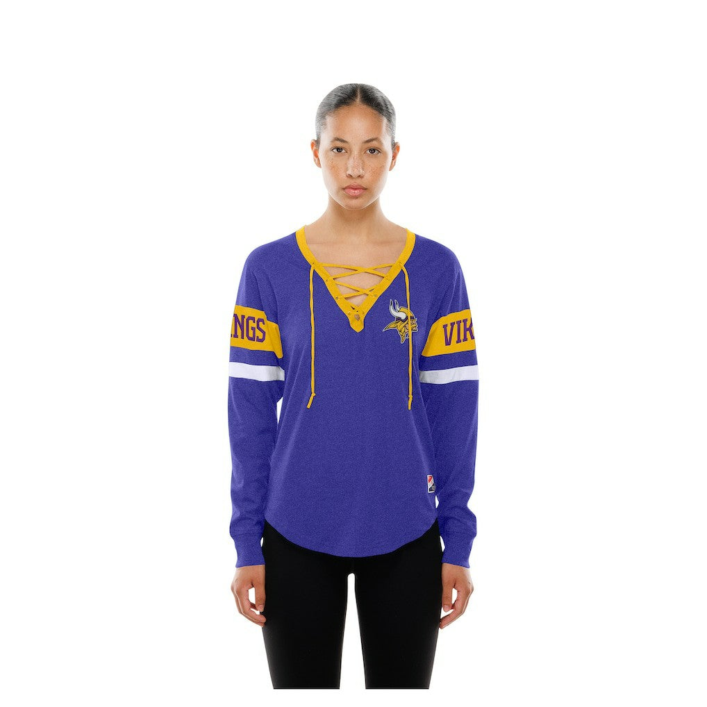 Women's Throwback Lace-Up Long-Sleeve T-Shirt - Minnesota Vikings