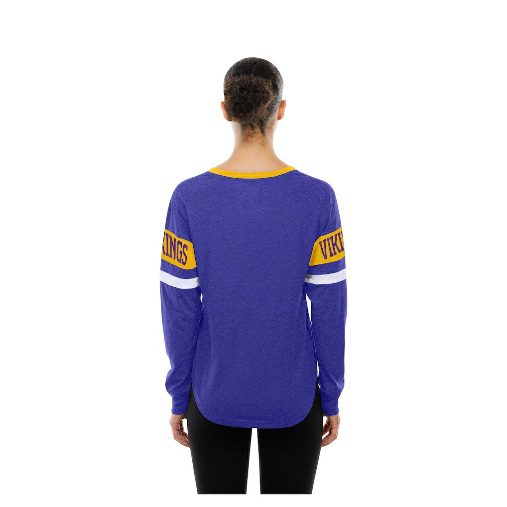 Women's Throwback Lace-Up Long-Sleeve T-Shirt - Minnesota Vikings