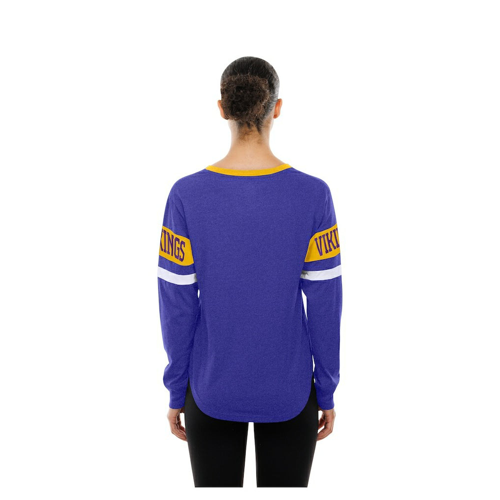 Women's Throwback Lace-Up Long-Sleeve T-Shirt - Minnesota Vikings