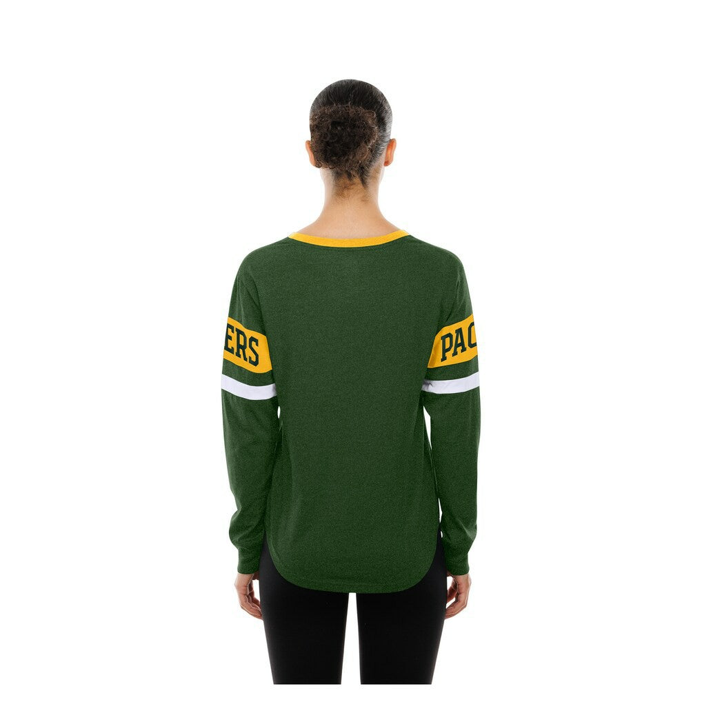 Women's Throwback Lace-Up Long-Sleeve T-Shirt - Green Bay Packers