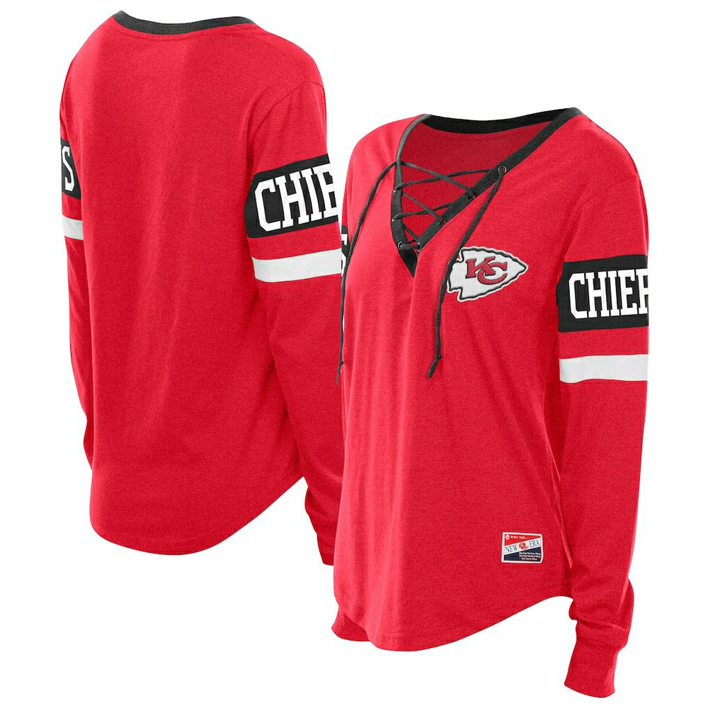 Women's Throwback Lace-Up Long-Sleeve T-Shirt - Kansas City Chiefs