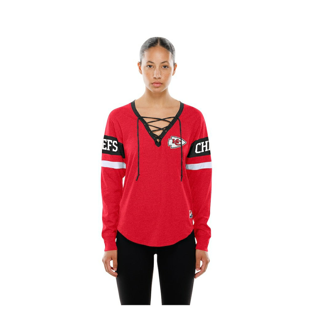 Women's Throwback Lace-Up Long-Sleeve T-Shirt - Kansas City Chiefs