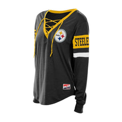 Women's Throwback Lace-Up Long-Sleeve T-Shirt - Pittsburgh Steelers