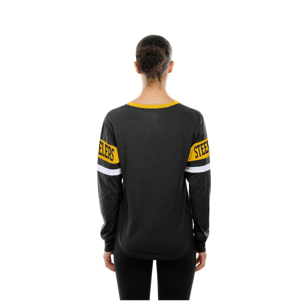 Women's Throwback Lace-Up Long-Sleeve T-Shirt - Pittsburgh Steelers