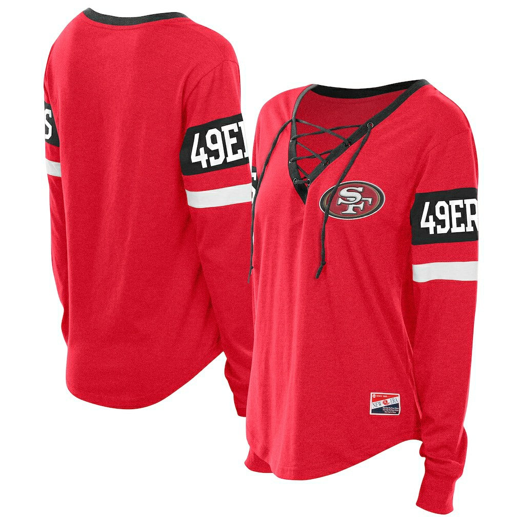 Women's Throwback Lace-Up Long-Sleeve T-Shirt - San Francisco 49ers