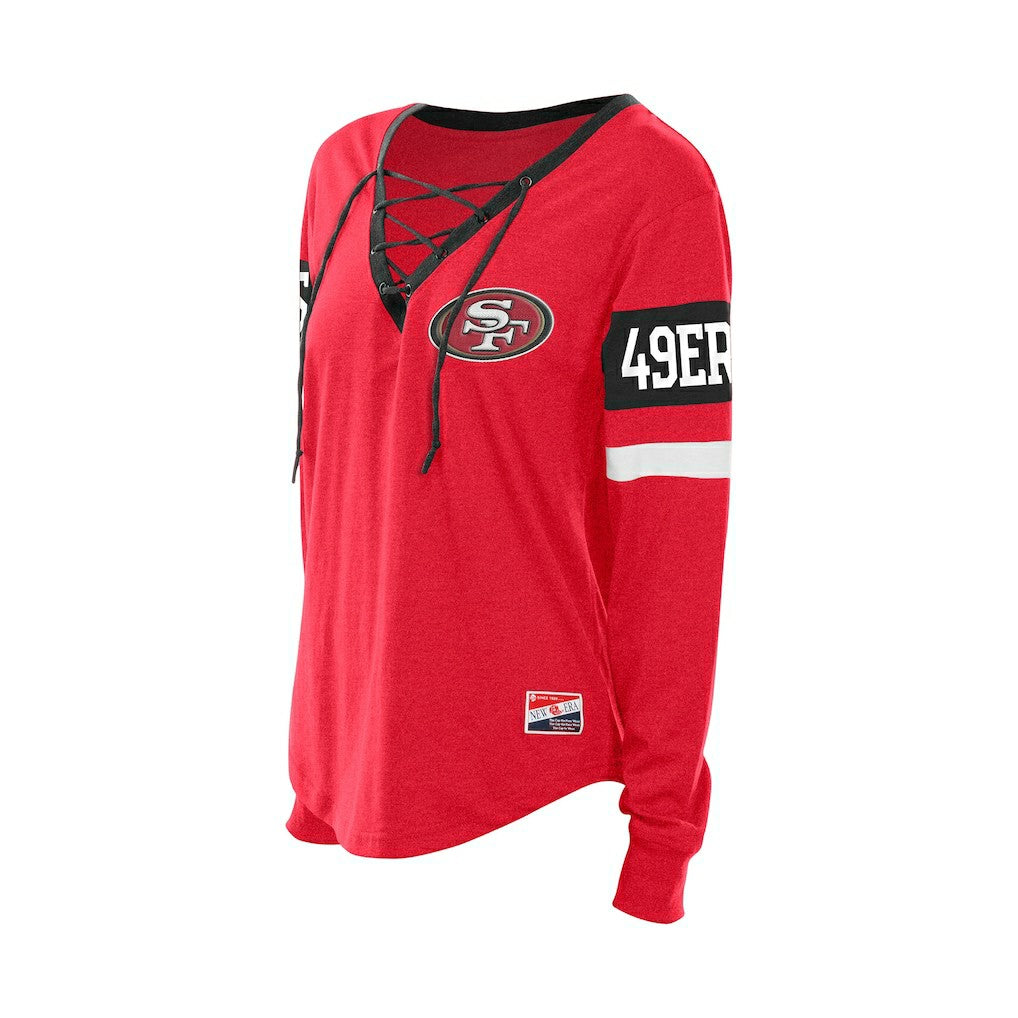 Women's Throwback Lace-Up Long-Sleeve T-Shirt - San Francisco 49ers