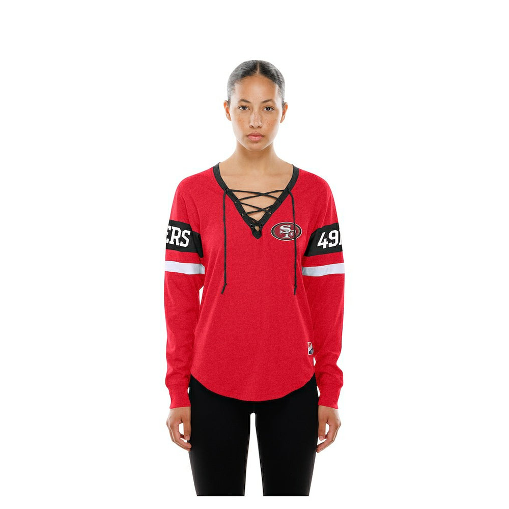 Women's Throwback Lace-Up Long-Sleeve T-Shirt - San Francisco 49ers