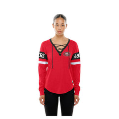Women's Throwback Lace-Up Long-Sleeve T-Shirt - San Francisco 49ers