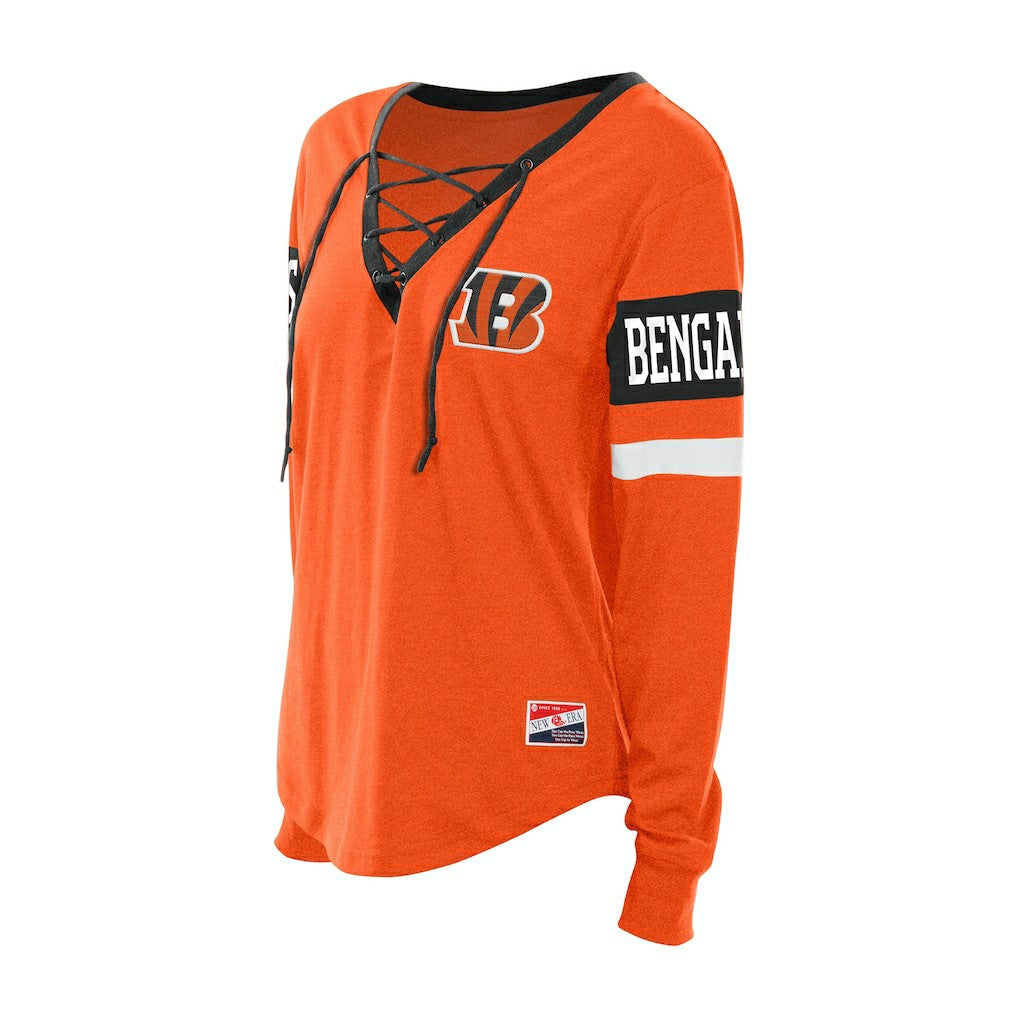 Women's Throwback Lace-Up Long-Sleeve T-Shirt - Cincinnati Bengals