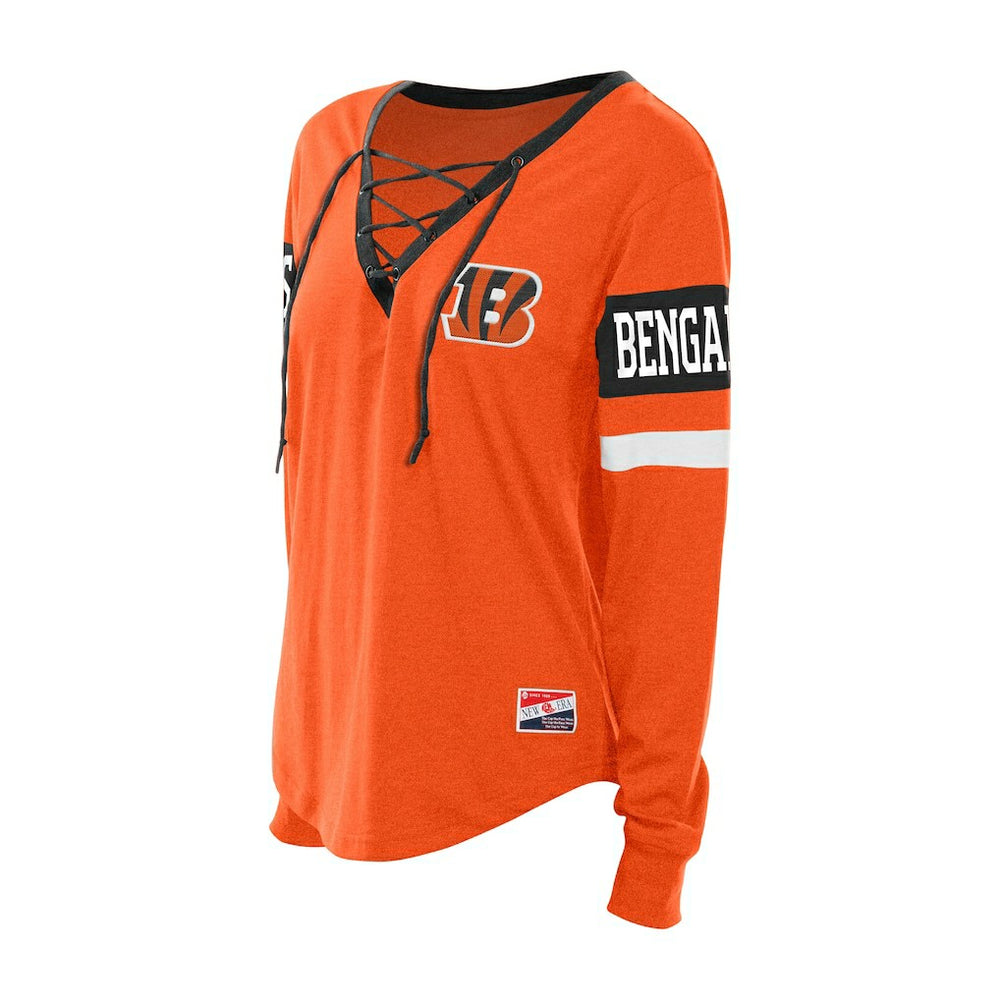 Women's Throwback Lace-Up Long-Sleeve T-Shirt - Cincinnati Bengals