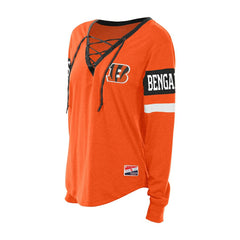Women's Throwback Lace-Up Long-Sleeve T-Shirt - Cincinnati Bengals