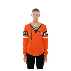 Women's Throwback Lace-Up Long-Sleeve T-Shirt - Cincinnati Bengals
