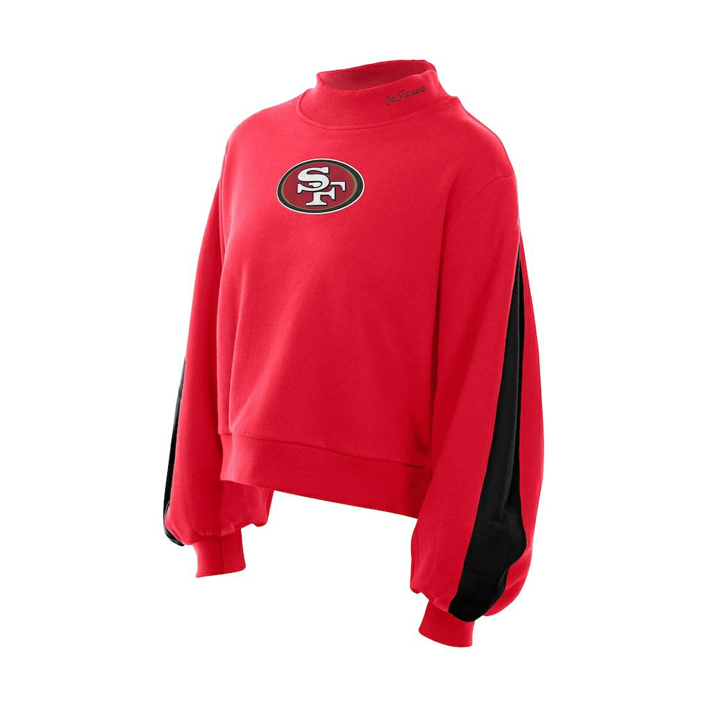 Women's Sport Night Mock Neck Balloon Sleeve Pullover Sweatshirt - San Francisco 49ers