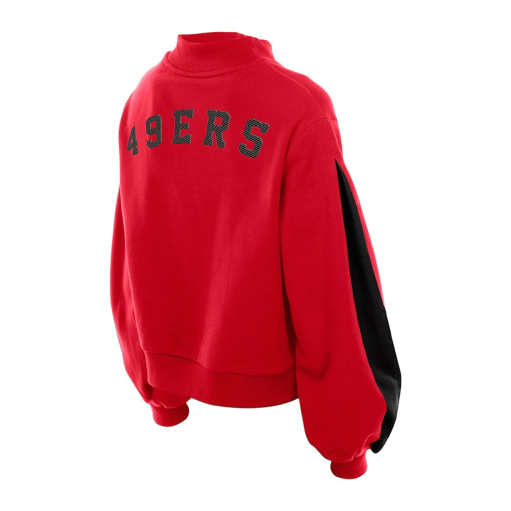 Women's Sport Night Mock Neck Balloon Sleeve Pullover Sweatshirt - San Francisco 49ers