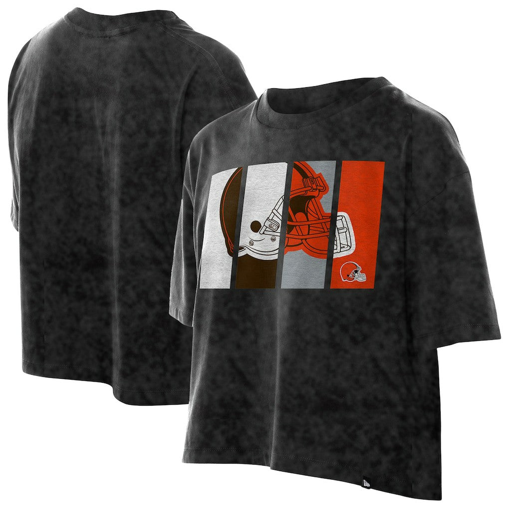 Women's Boxy Cropped Sport Night Mineral Wash T-Shirt - Cleveland Browns
