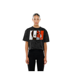 Women's Boxy Cropped Sport Night Mineral Wash T-Shirt - Cleveland Browns