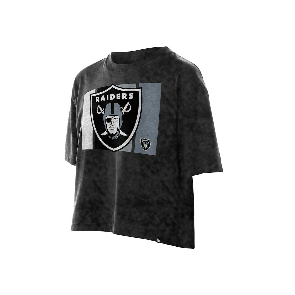 Women's Boxy Cropped Sport Night Mineral Wash T-Shirt - Las Vegas Raiders