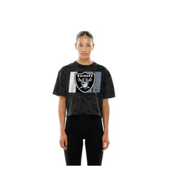 Women's Boxy Cropped Sport Night Mineral Wash T-Shirt - Las Vegas Raiders