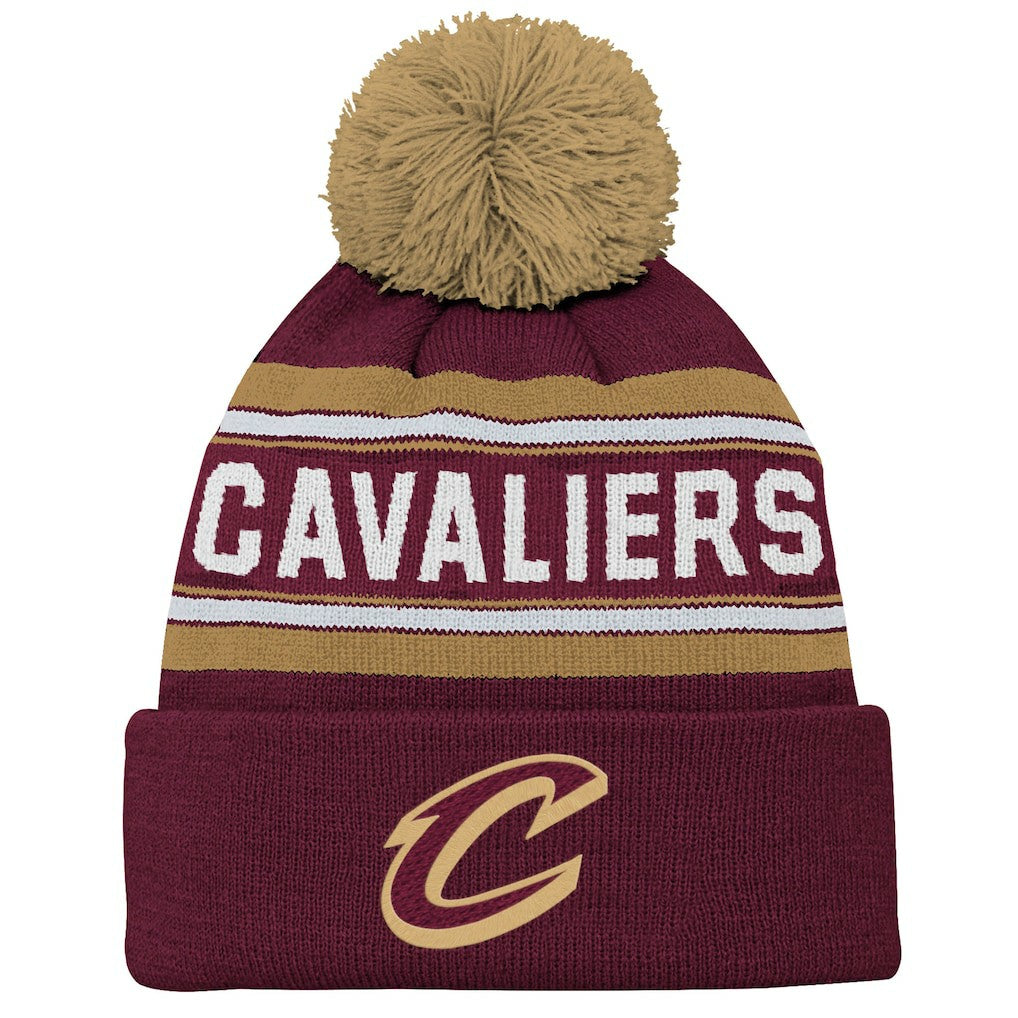 NBA Cleveland Cavaliers Outerstuff Youth Backboard Jacquard Cuffed Knit Hat with Pom sale