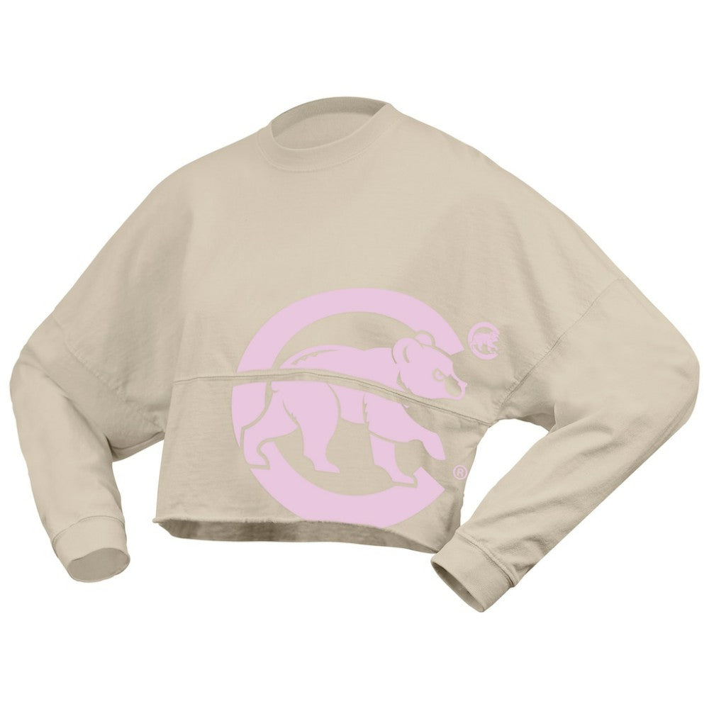 MLB Chicago Cubs Fanatics Women's Floral Preppy Cropped Long Sleeve T-Shirt