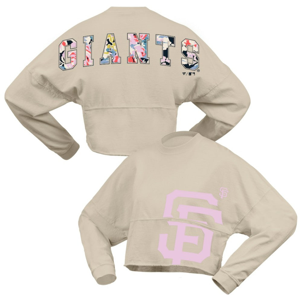 MLB San Francisco Giants Fanatics Women's Floral Preppy Cropped Long Sleeve T-Shirt