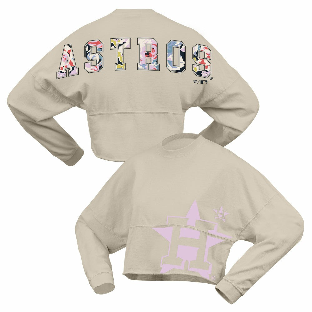 MLB Houston Astros Fanatics Women's Floral Preppy Cropped Long Sleeve T-Shirt