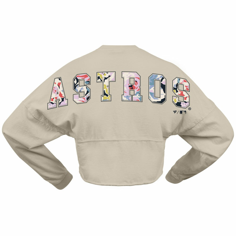 MLB Houston Astros Fanatics Women's Floral Preppy Cropped Long Sleeve T-Shirt