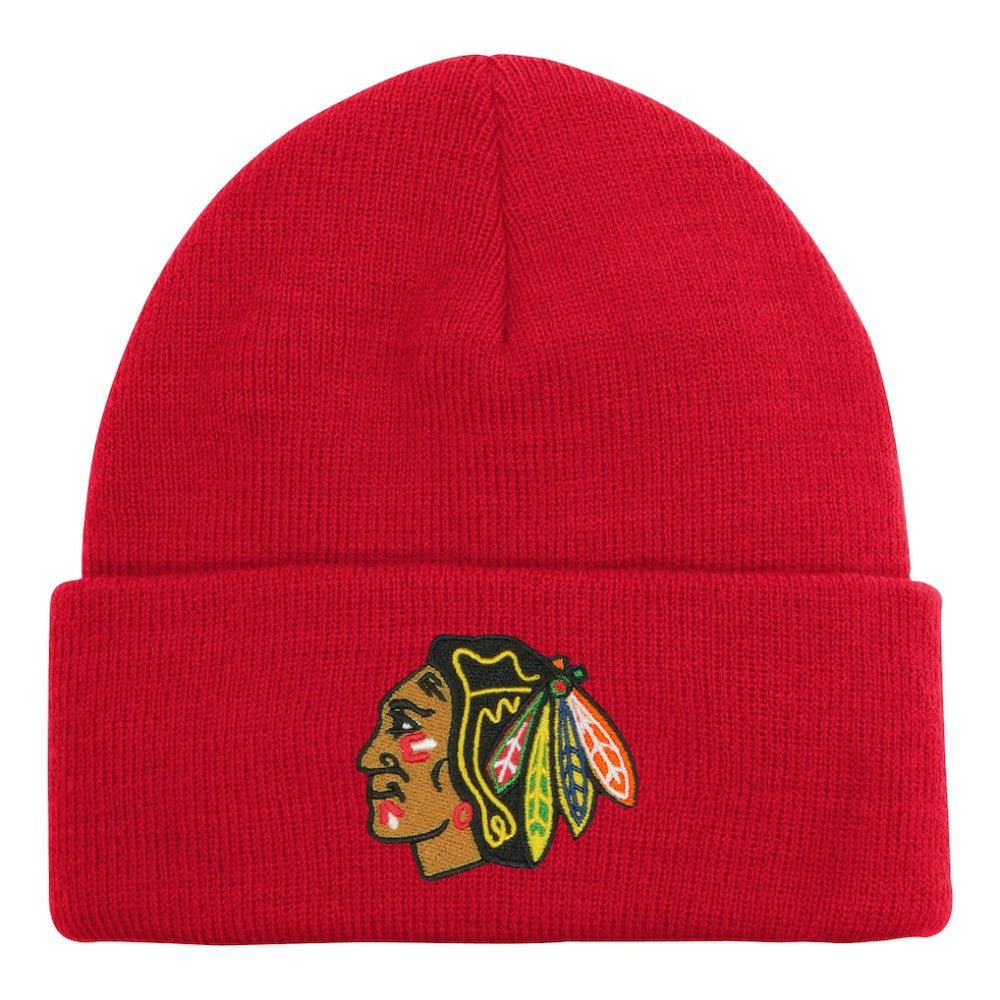 NHL Red Chicago Blackhawks Outerstuff Youth 2.0 Essential Cuffed Knit Hat