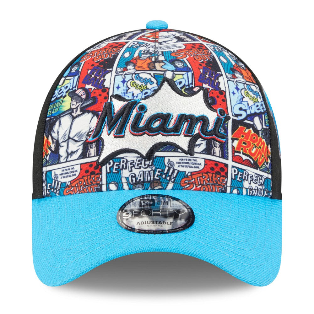 MLB Miami Marlins New Era Youth 2025 MLB Diamond Hero Edition A-Frame 9FORTY Adjustable Hat